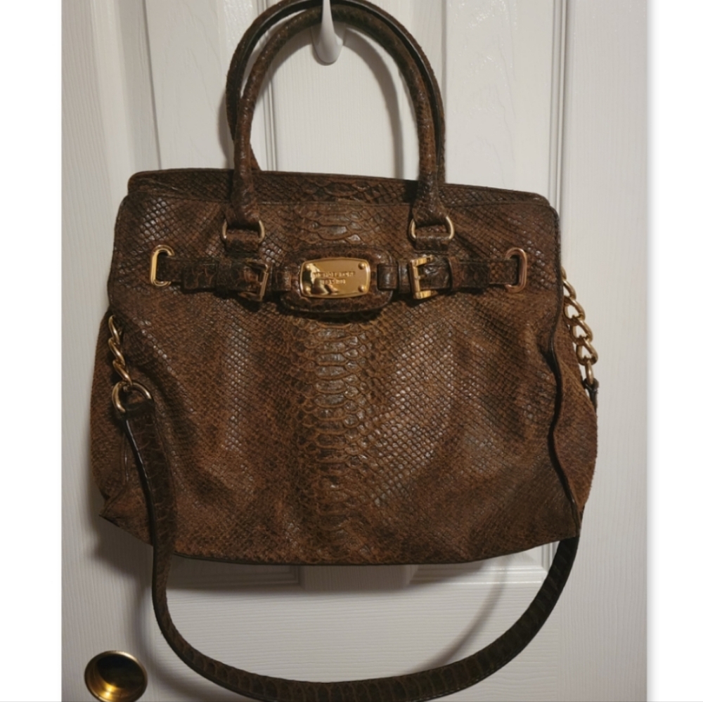 Michael Kors Python Snakeskin Chain Satchel Tote - image 1